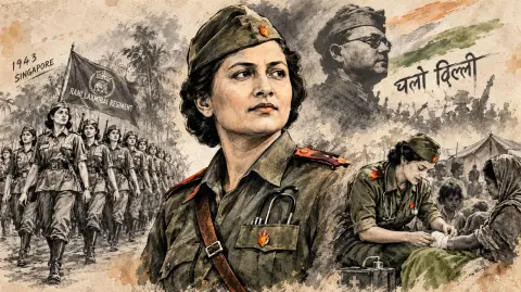 Captain Dr Lakshmi Sahgal Azad Hind Senechya Rani Lakshmibai Armychya Pramukh Vinamra Abhivadan