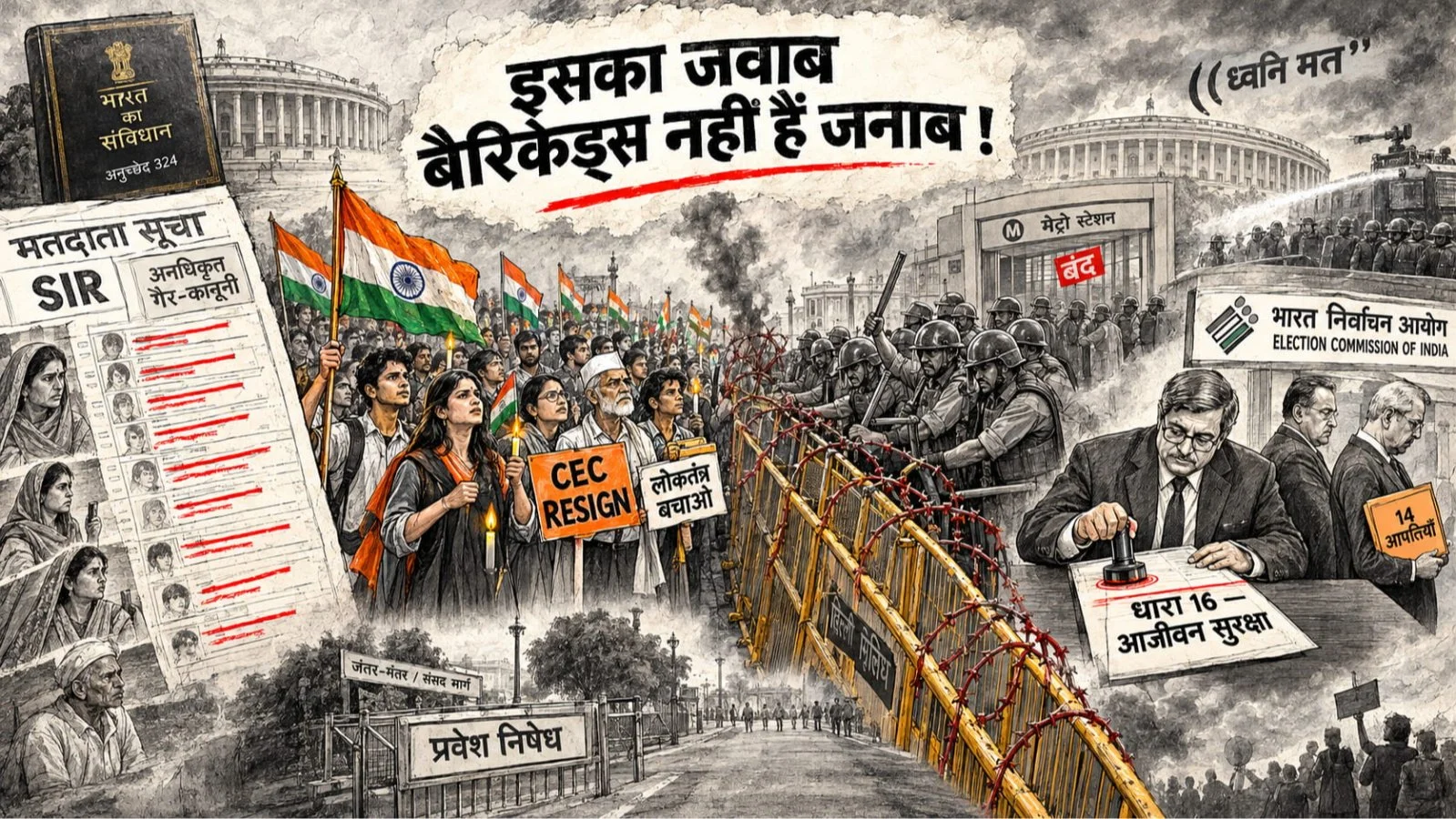 Barricades Voter Deletion Aur Sarkar Ki Khamoshi Barricade vs Ballot Loktantra Ki Asli Ladai Barricades of Democracy