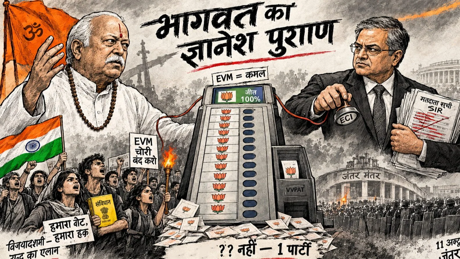 Bhagwat Aur Jnanesh EVM Ka Sauda Aur Gen Z Ka Aakrosh EVM Protests and Political Power