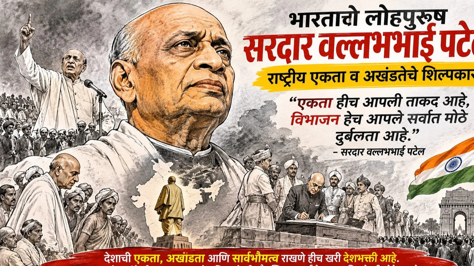 Bharatache Loha Purush Sardar Vallabhbhai Patel Rashtriya Ekta aani Akhandteche Shilpakar