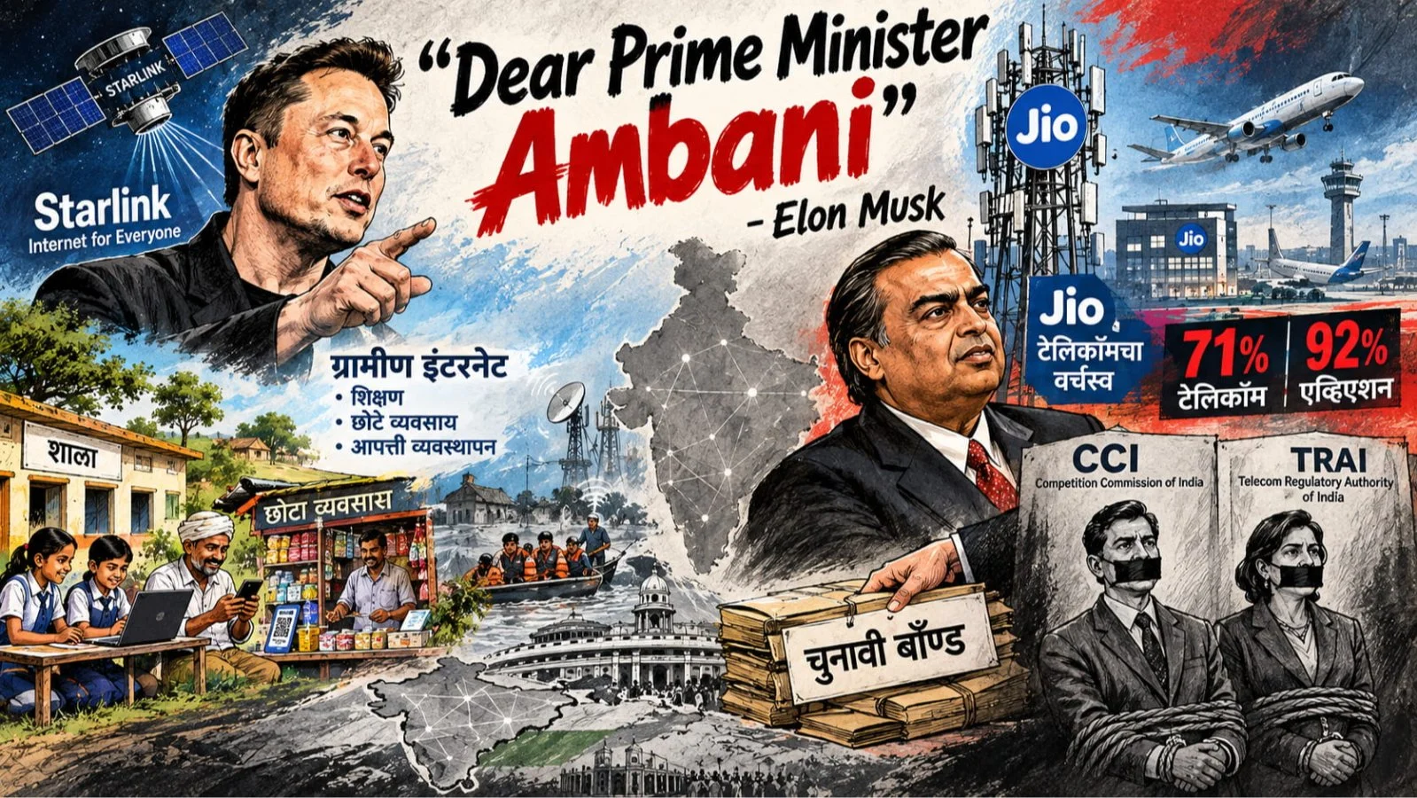 Dear Prime Minister Ambani — Musk Starlink vs Jio and Indias Monopoly Debate