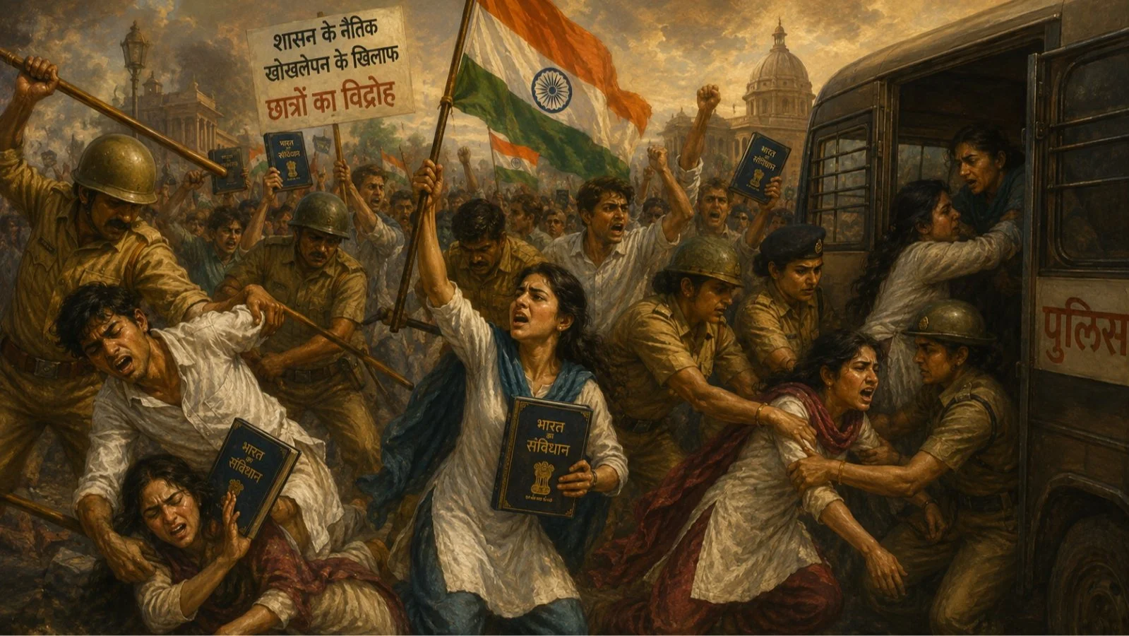modi Shasan Ke Naitik Khokhlepan Ke Khilaaf Students Ka Vidroh