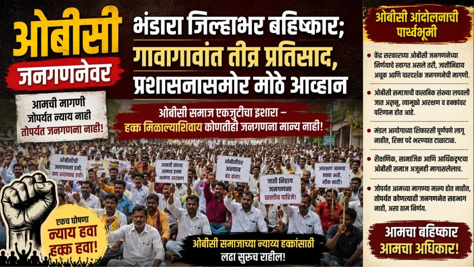 OBC Census Boycott Intensifies Across Bhandara District Administration Under Pressure OBC Census Boycott Intensifies Across Bhandara District Administration Under Pressure