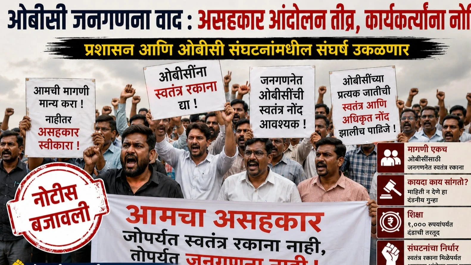 OBC Census Row Intensifies Protesters Face Official Notices