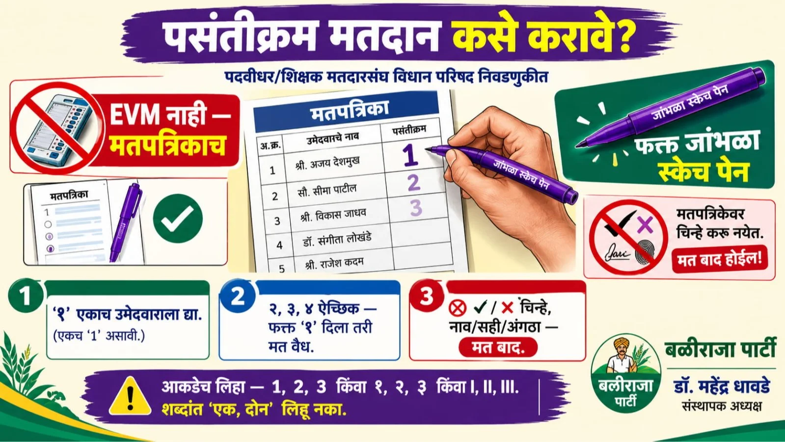 Padavidhar Shikshak Matdarsangh Ekapeksha Adhik Umedvaranna Mat Deta Yeto