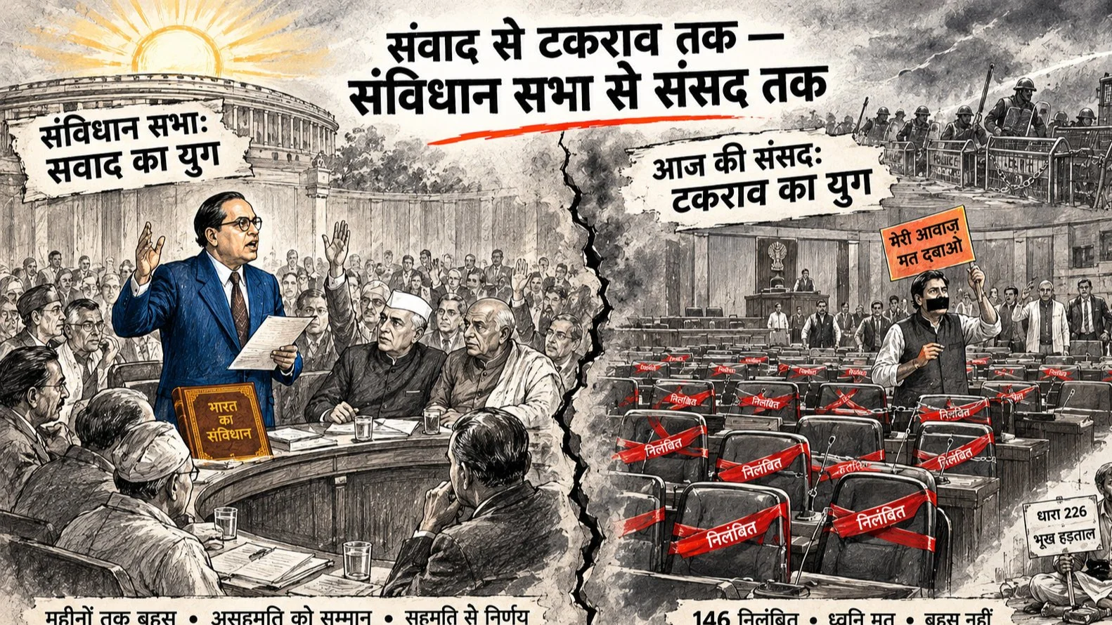 Samvad Se Takraav Tak Bharat Ki Sansad Kal Aur Aaj From Dialogue to Confrontation Indias Parliament