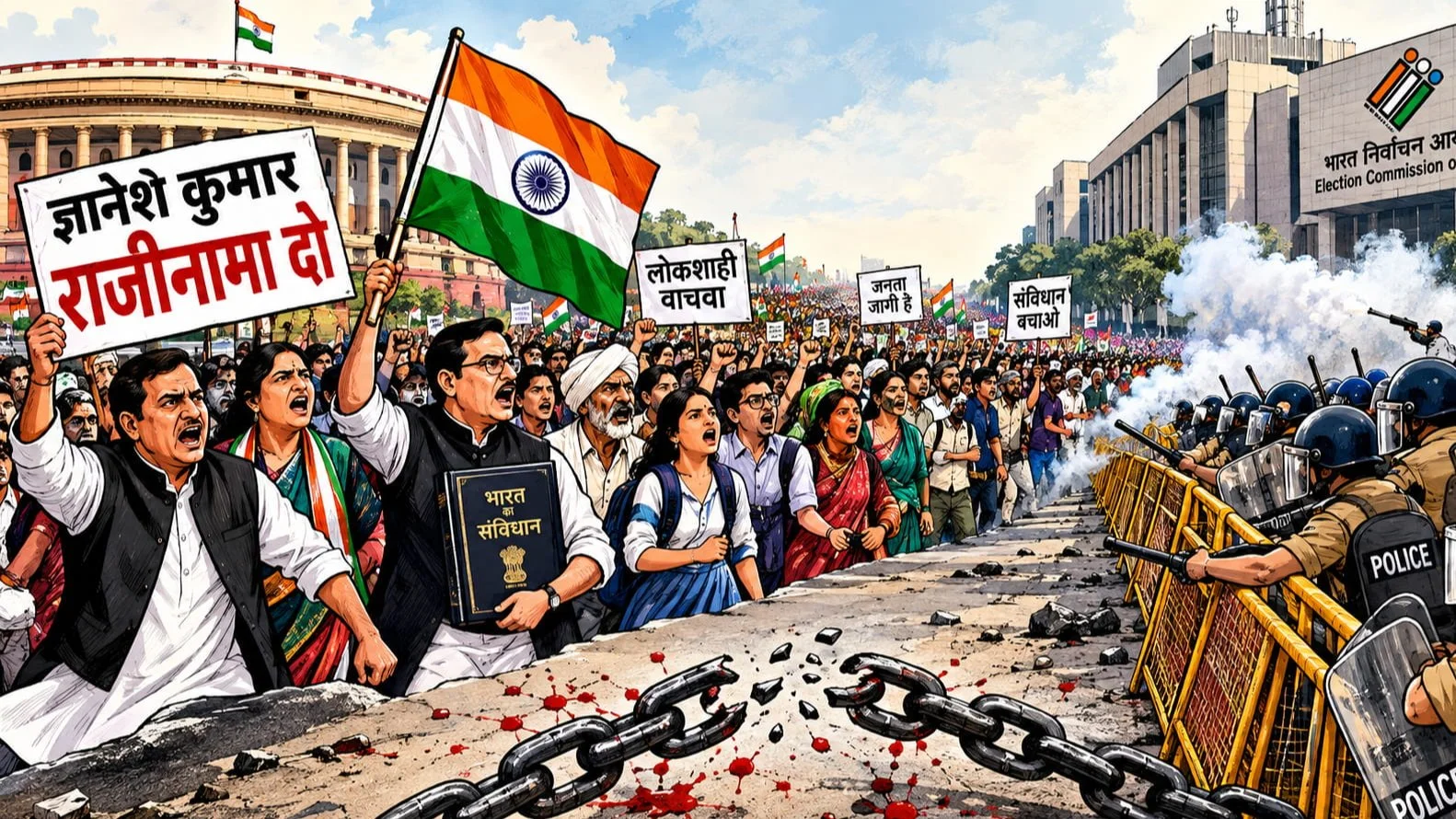 Vipaksh Sansad Par Police Ki Mar Gyanesh Kumar Ki Jai Jaikar Vipaksh Sansad Par Police Ki Mar Gyanesh Kumar Ki Jai Jaikar
